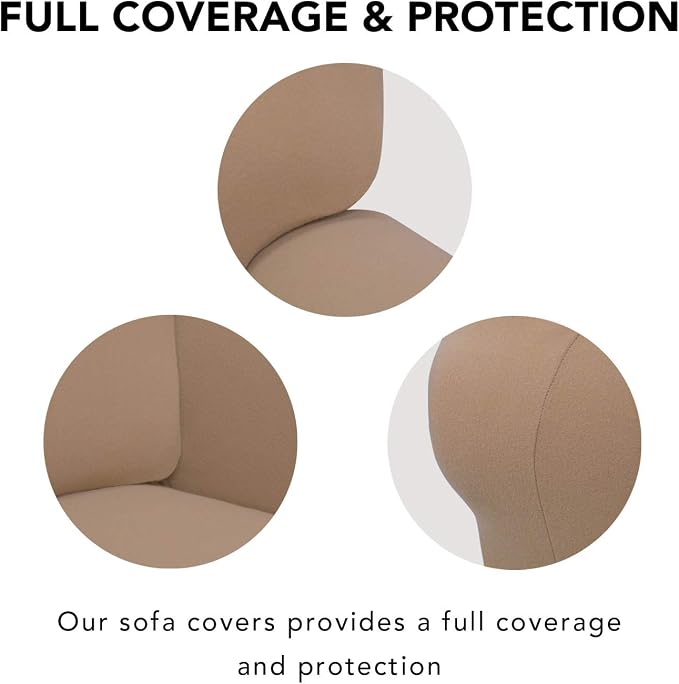 PureFit Stretch Oversized Couch Covers Fleece Sofa Slipcovers Camel | 1-Piece - Image 3