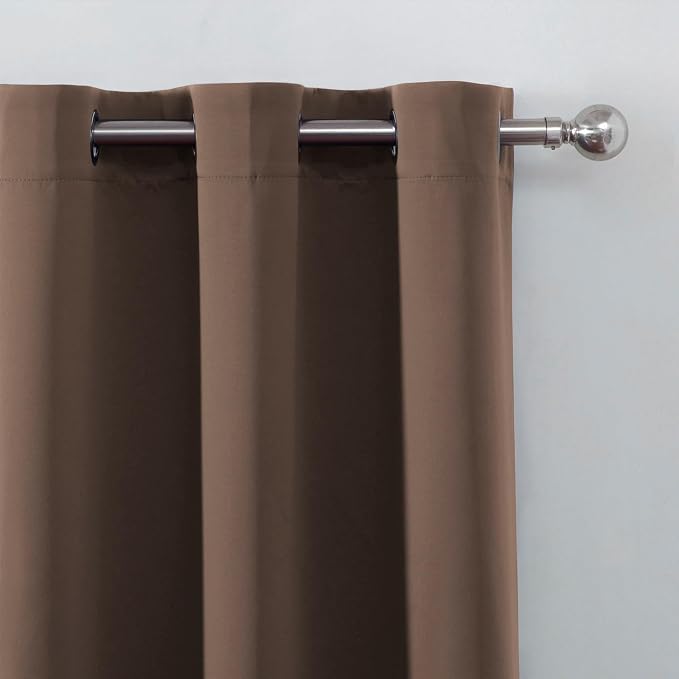 Blackout Curtains 52 x 90 Inch Long Chocolate Curtains Set of 2 Panels Room - Image 6