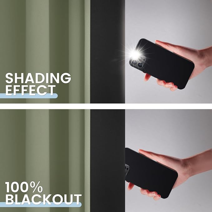 SimpleHome Light Sage 100% Blackout Curtains Room Darkening Living Room 90 | - Image 4