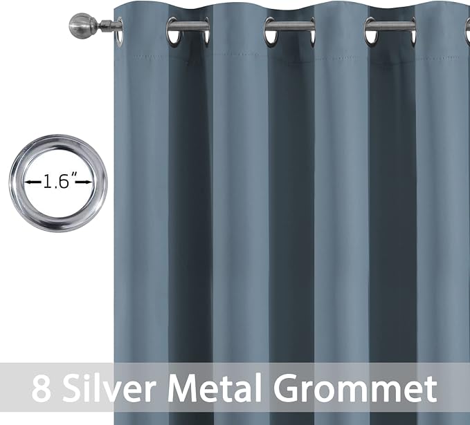 Yakamok Stone Blue Room Darkening Curtains 84 inch Sliding Door Drapes | 1 - Image 2