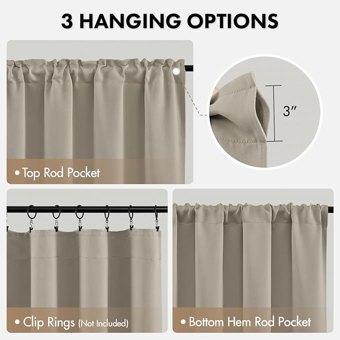 MIULEE 84 Inch Length Cobblestone Blackout Bedroom Curtains Set of 4 | Thermal - Image 7