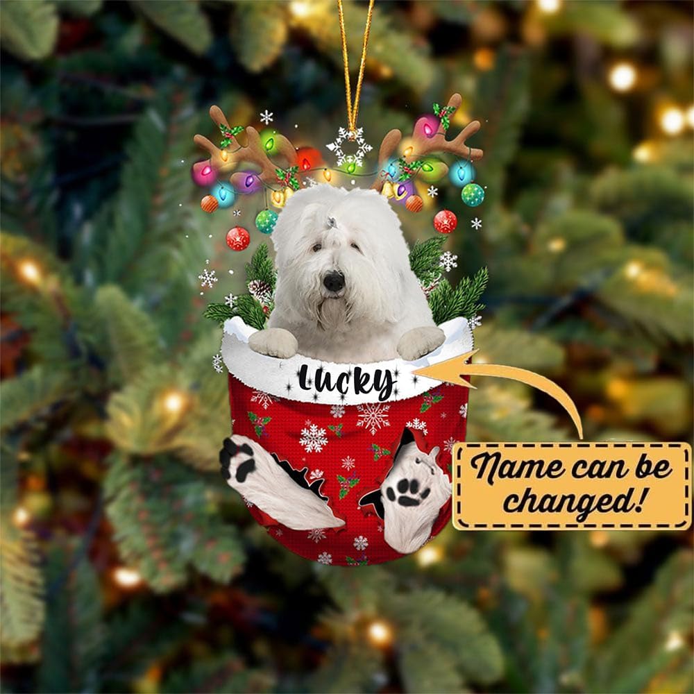 Old English Sheepdog Christmas Ornament, Pocket Tree Decor, Gift for Dog Lovers