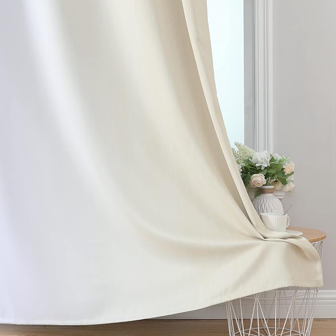 Beige and Greyish White Ombre Blackout Curtains Living Room 108 Inches Long | - Image 6
