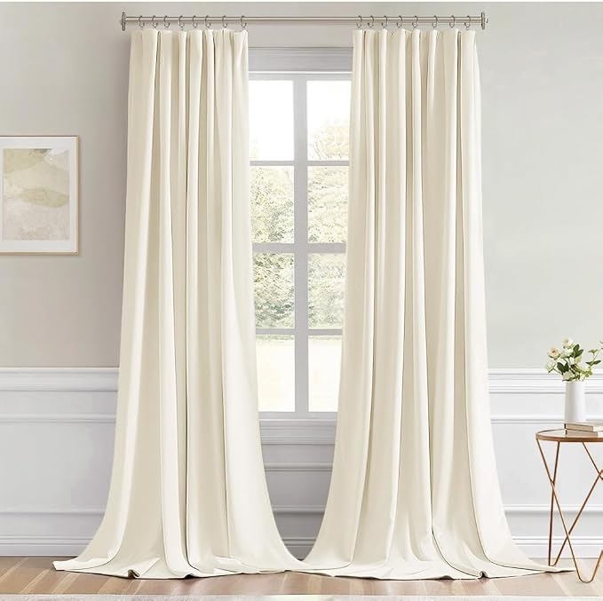 MIULEE Birch Back Tab Blackout Curtains 52x108 Inch Long 2 Panels Set | Rod - Image 9