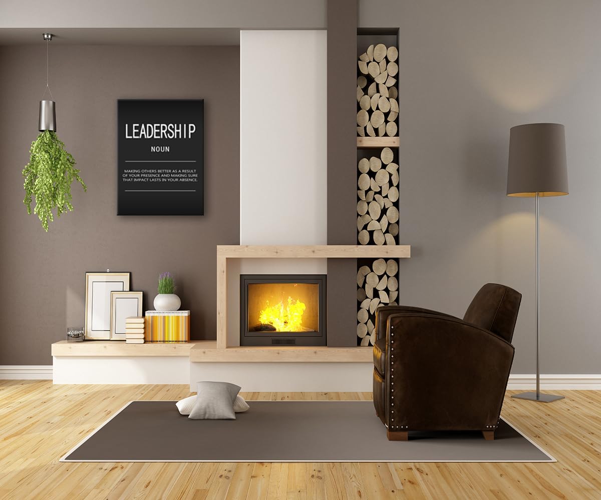 Inspirational Canvas Painting Wall Art Success Quote Inspirational Wall Art Leadership Noun Black Poster Positive Motivational Framed Artwork Prints Picture for Home Office Living Room[30" W X 40" H]