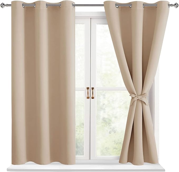 Short Blackout Curtains for Bedroom, 38 x 45 Inch, 2 Panels | Thermal Insulated by Hiasan