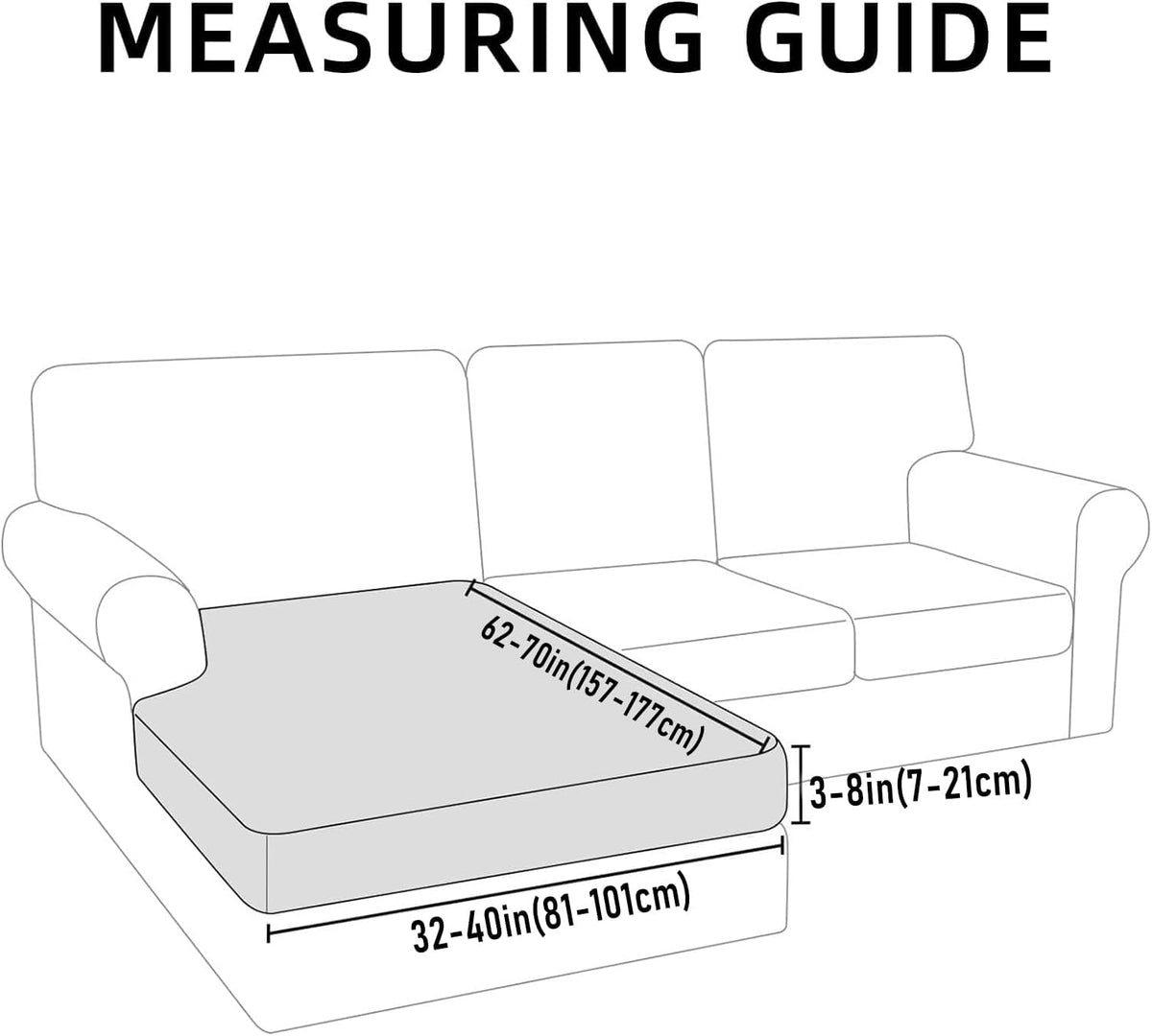 hyha Waterproof Couch Cushion Covers, Sectional Sofa Slipcovers Washable, L Shape Chaise Dog Couch Covers for Sectional Sofa, Universal Furniture Protector (1 Piece for Chaise XL, Dark Grey)