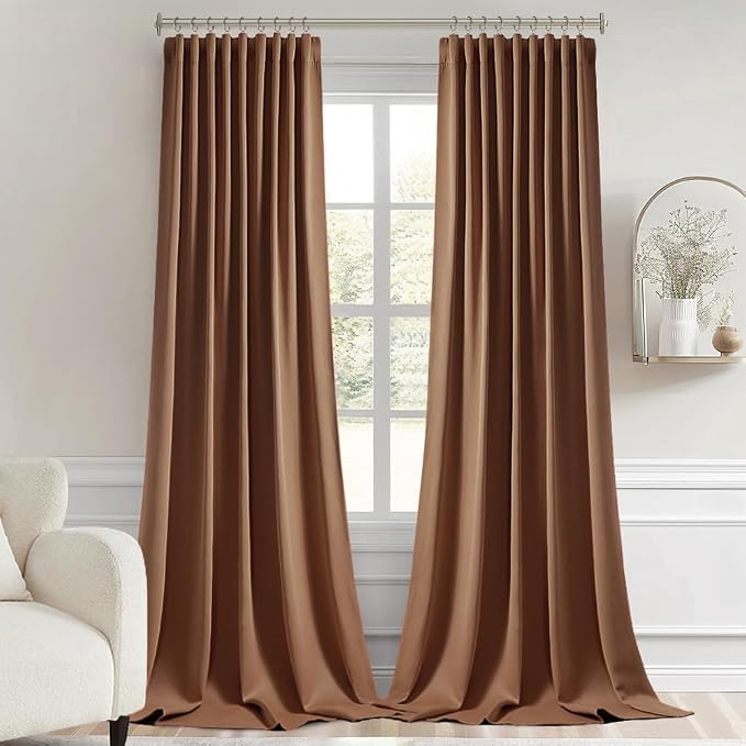 MIULEE Cappuccino Brown Back Tab Blackout Curtains 52x108 Inch 2 Panels Set | - Image 9