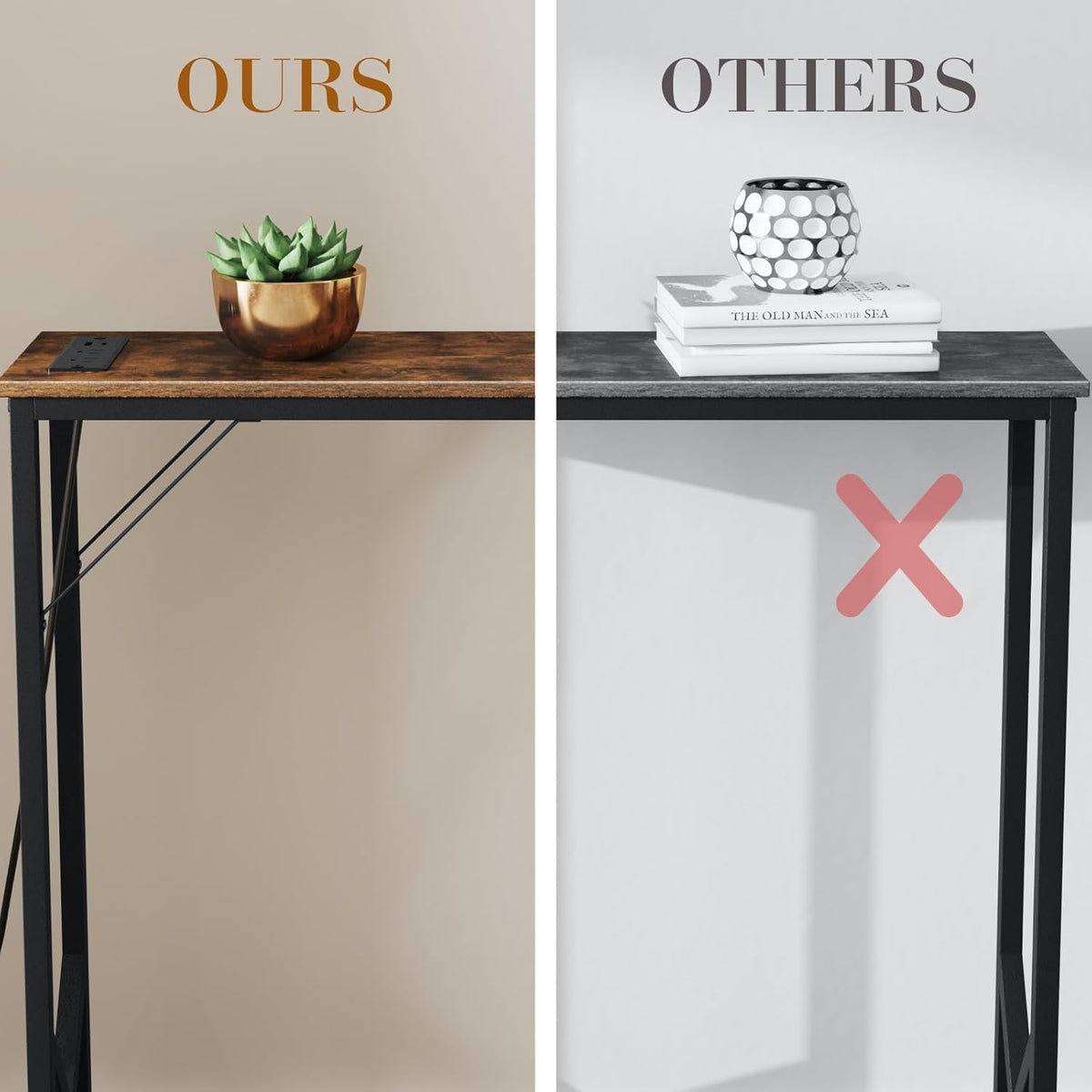 31.5‘’ Console Table, Skinny Entryway Table with Fast-Charging Station, Narrow Long Sofa Table, Behind Slim Couch Table for Entrance, Hallway, Living Room Decor ST-BR80-1