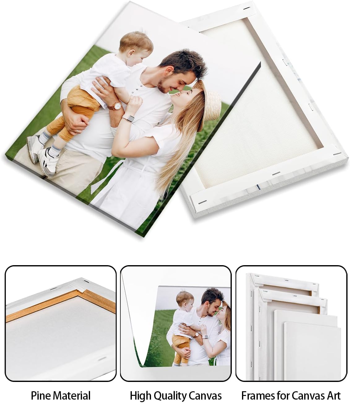 Personalized Custom Canvas Wall Art, Custom Canvas Prints with Your Photos for Living Room, Bedroom, Wedding Pet Baby Family Photo Framed Wall Art, Customized Photo Gift for Family，Friend，Lover，Pet (24L" x 32W")