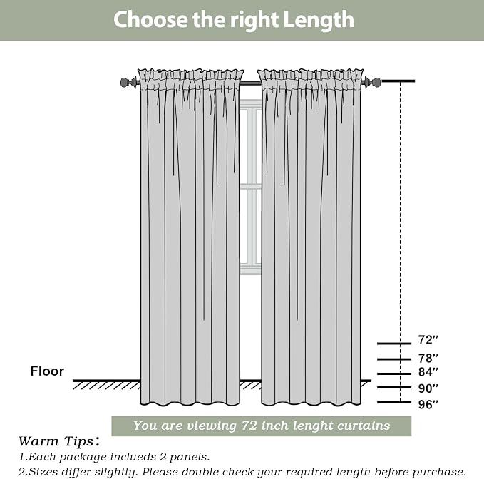 Sheer Curtains 72 Inches Long for Living Room Bedroom, Rod Pocket Fimly Voile - Image 8