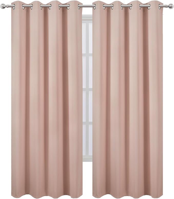 Blackout Curtains 52 x 84 inches Long Blush Curtains Set of 2 Panels Thermal - Image 2