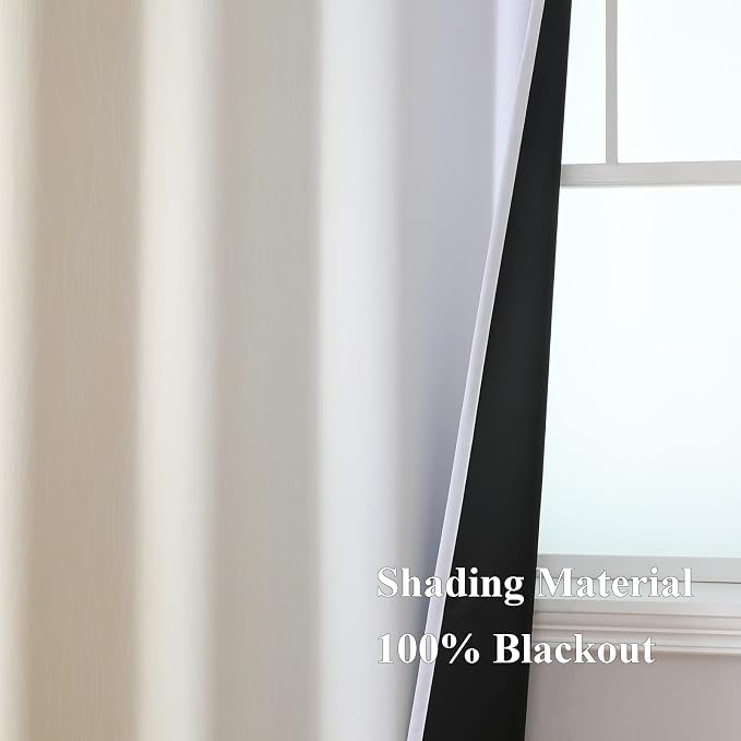 Beige and Greyish White Ombre Blackout Curtains Living Room 108 Inches Long | - Image 5
