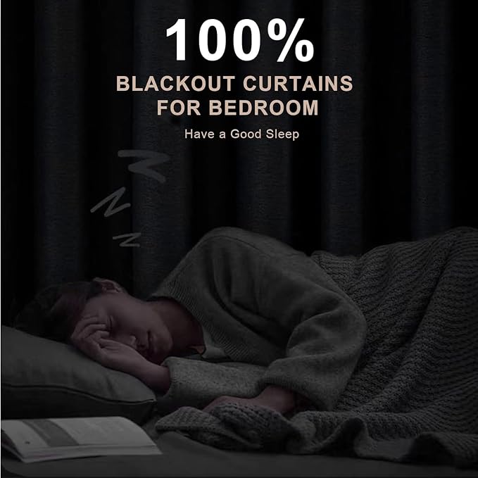 INOVADAY Extra Wide 100% Blackout Linen Curtains 102x90 Burlywood Birch | Linen - Image 2