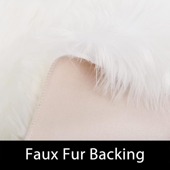 Latepis Faux Sheepskin 2x4 Shag Throw Rugs White Fur Sheep Skin Rug Carpet - Image 6