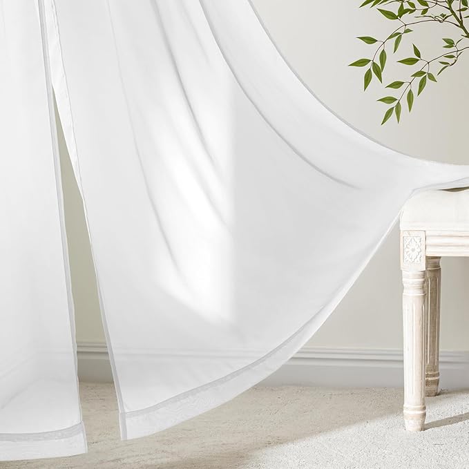 MIULEE White Sheer Curtains 95 Inches Long 4 Panels 42 x 95 Inches | Light - Image 6