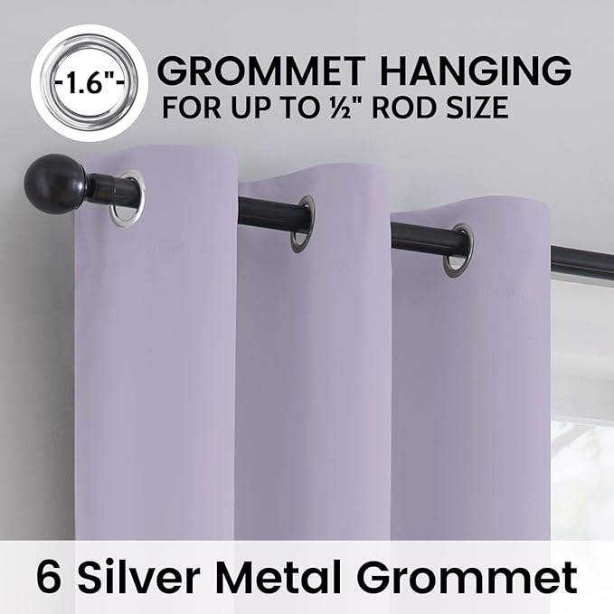 SimpleHome Lilac 100% Blackout Curtains Room Darkening Living Room 63 Inch | - Image 6