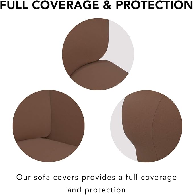 PureFit Stretch Couch Covers for Sofa 4 Seater Slipcovers Brown | 1-Piece Sofa - Image 3