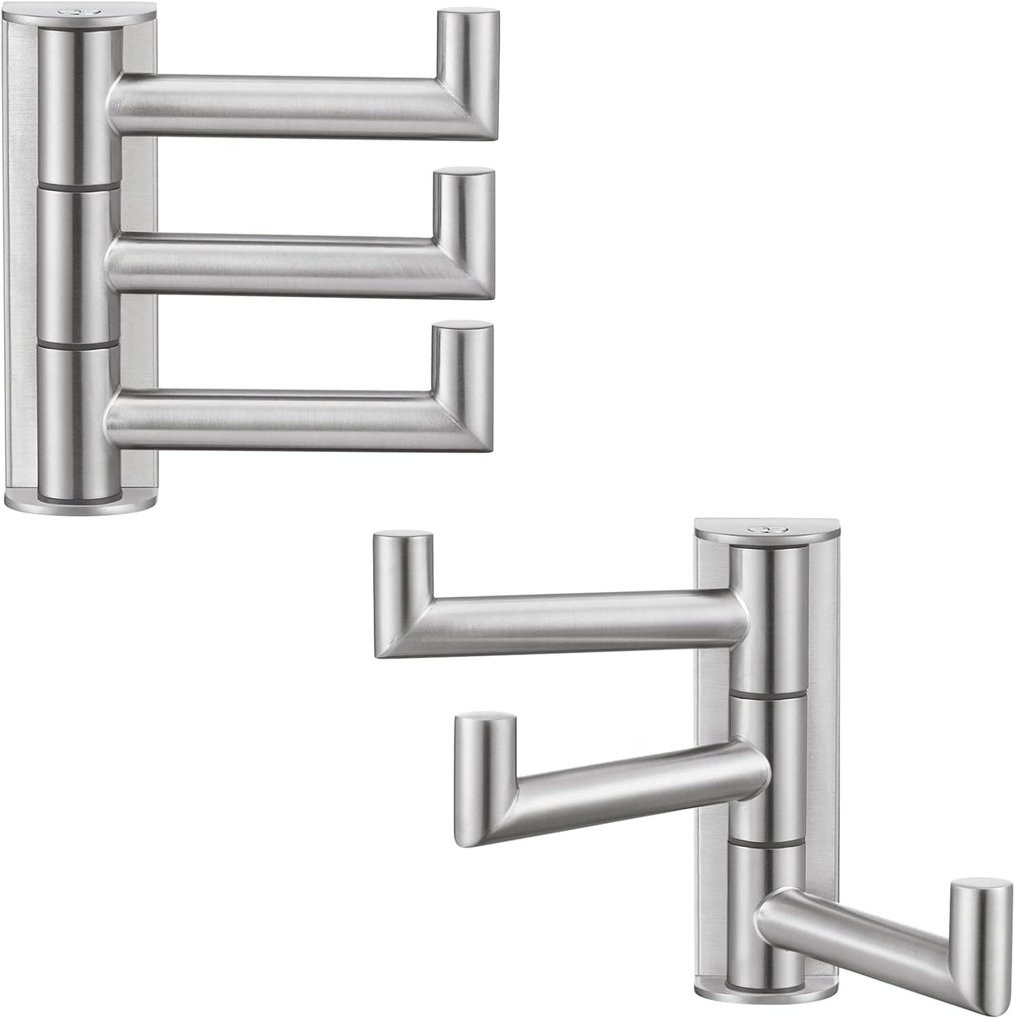Angle Simple Swivel Towel Hooks, SUS 304 Stainless Steel Foldable Robe Hand Towel Holder for Bathroom Kitchen Wall, Brushed Nickel, 2 Pack