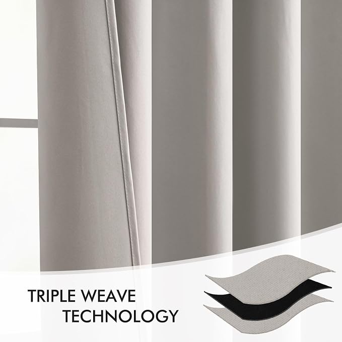 MIULEE Cobblestone Back Tab Blackout Curtains 52x102 Inch Long 2 Panels Set | - Image 6