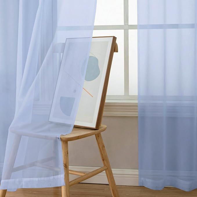 Sheer Curtains 63 Inch Length 2 Panels Set - Image 5