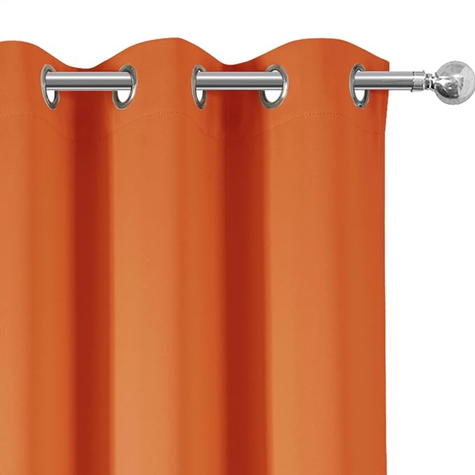Blackout Curtains 52 x 90 Inch Long Orange Curtains Set of 2 Panels Room - Image 6