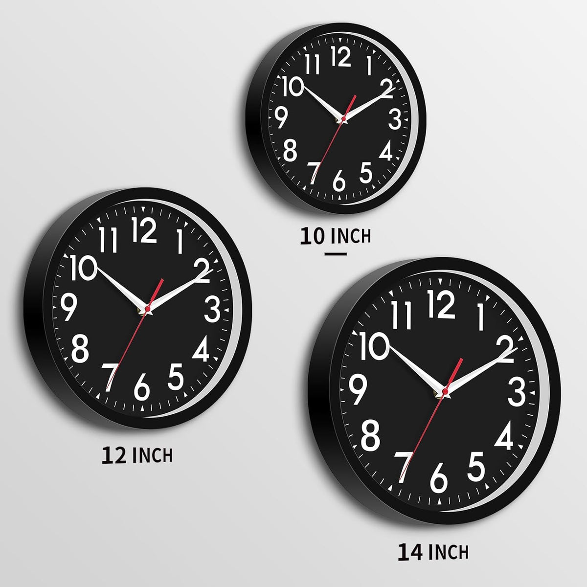 Wall Clock Black Battery Operated 10 Inch Simpel Silent Non Ticking Analog Decorative for Kitchen Bathroom Bedroom Office Living Room School Classroom(Black)