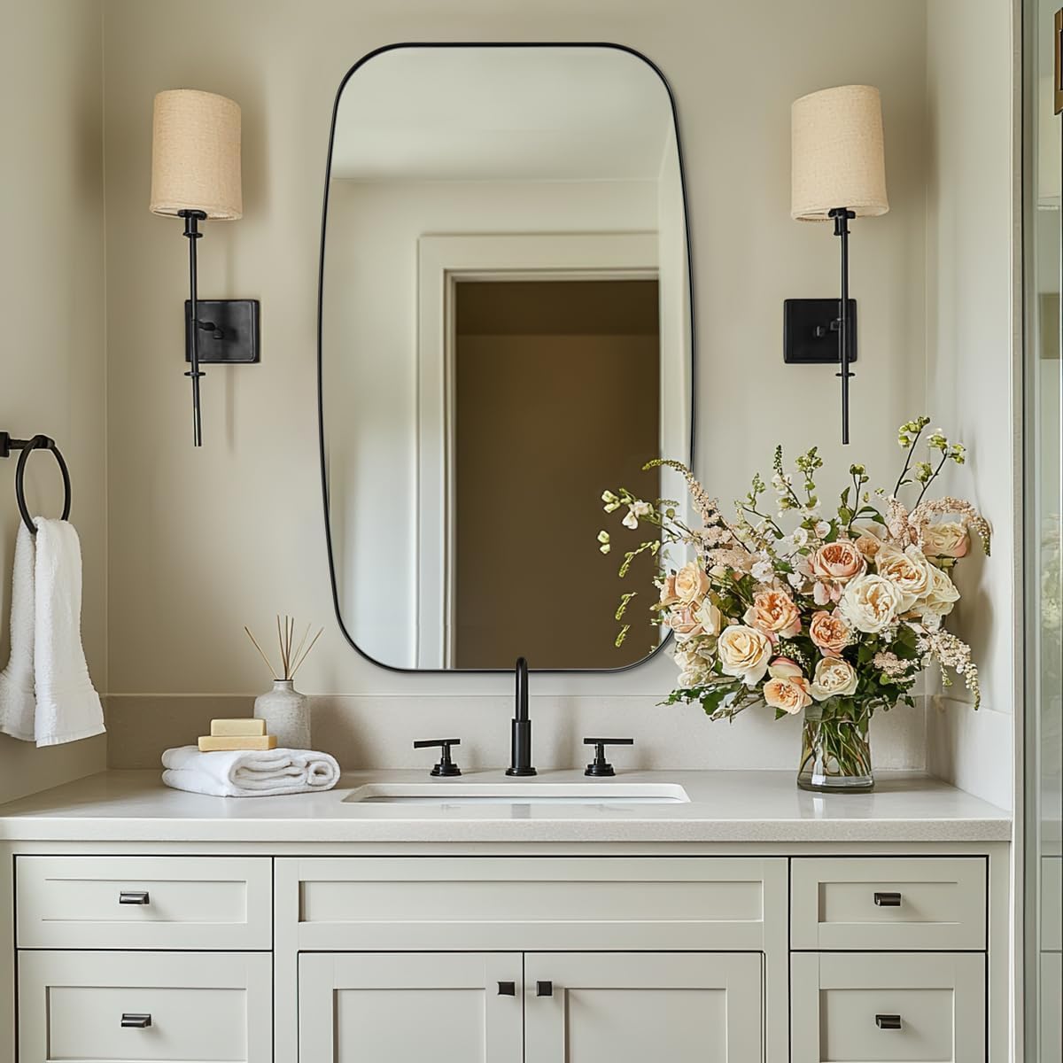 ANDY STAR Oval Mirrors for Bathroom, 20x30’’ Black Bathroom Vanity Mirror with Metal Frame, Black Oblong Bathroom Mirror for Over Sink, Modern Anti Rust Wall Mounted