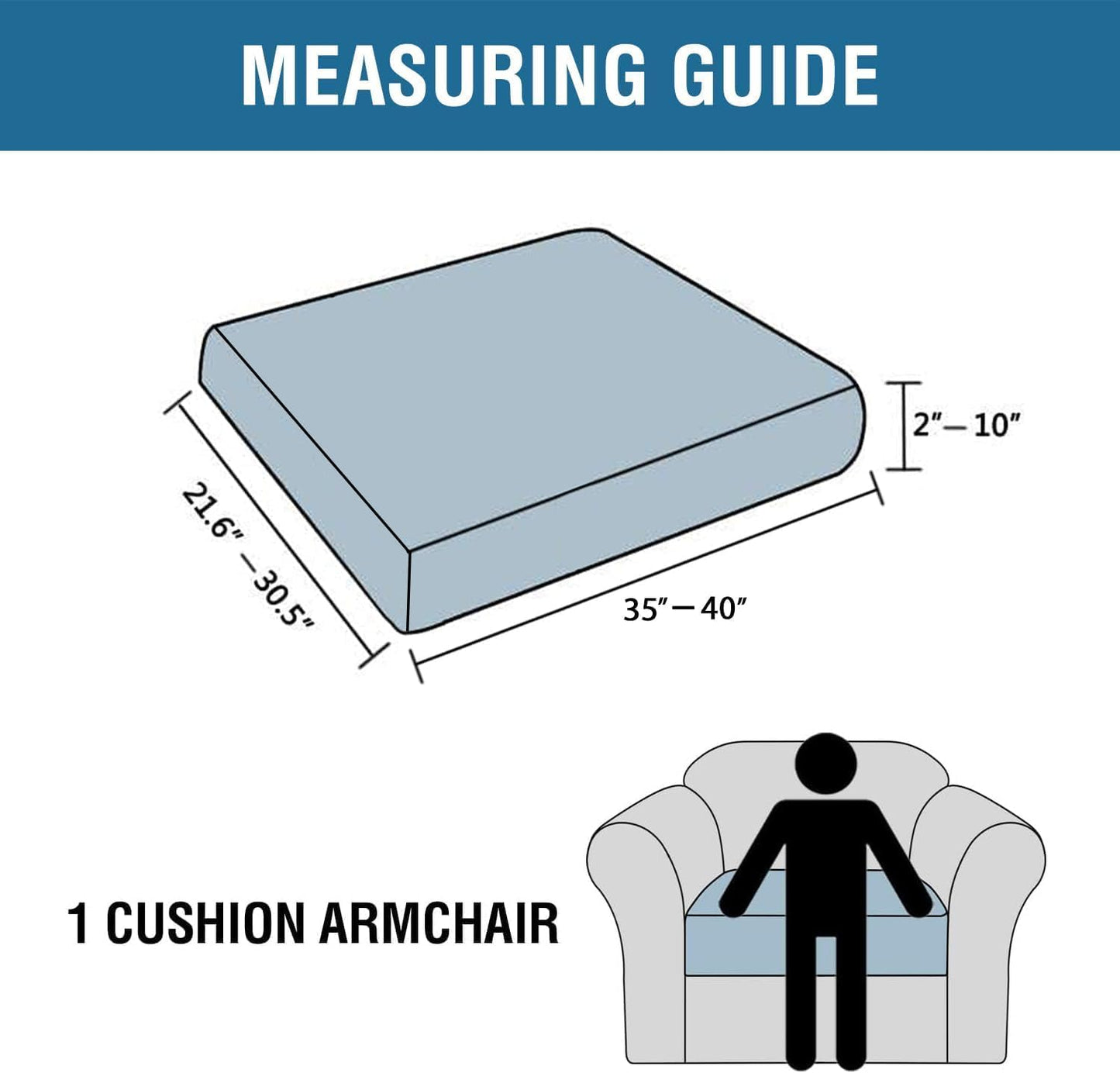 H.VERSAILTEX Super Stretch Individual Seat Cushion Covers Sofa Covers Couch Cushion Covers Slipcover Sets Thick Jacquard Textured Twill Fabric (1 Piece Chair Cushion Cover, Sage)