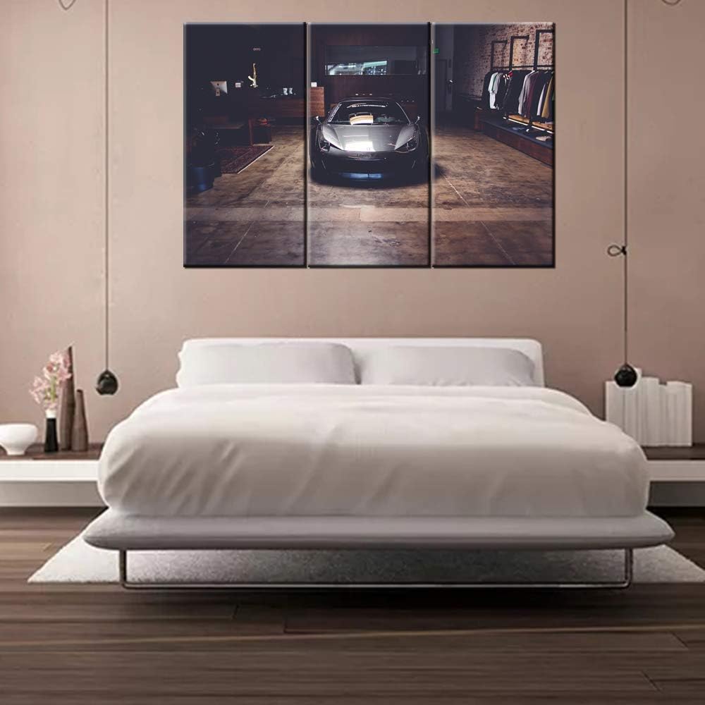 3 Piece Wall Art Wide Angle Shot of Sports Car Painting The Picture Print On Canvas Car Pictures for Home Decor Decoration Gift Piece Stretched by Wooden Frame,Ready to Hang - 40 x 20inch x 3 panels
