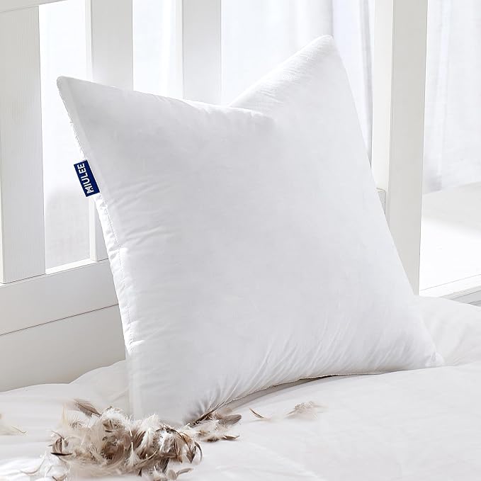 MIULEE Feather Pillow Insert 22x22, Throw Pillow by MIULEE