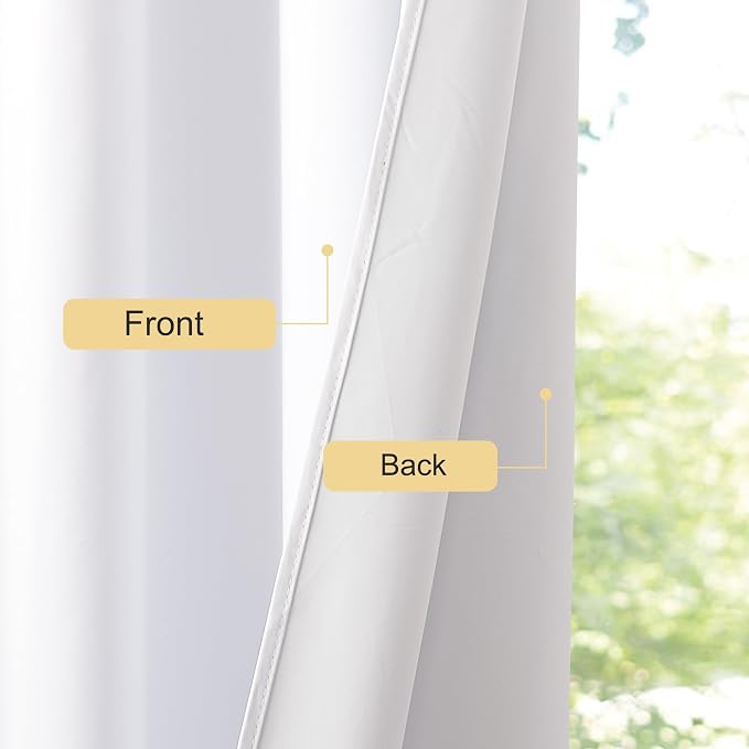 NICETOWN 100% Blackout Window Curtain Panels 48" Length, Snow White, 42 inches - Image 4