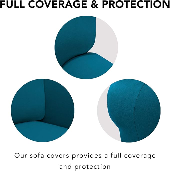 PureFit Stretch Couch Covers for Sofa Large Sofa Slipcovers Peacock Blue | - Image 3