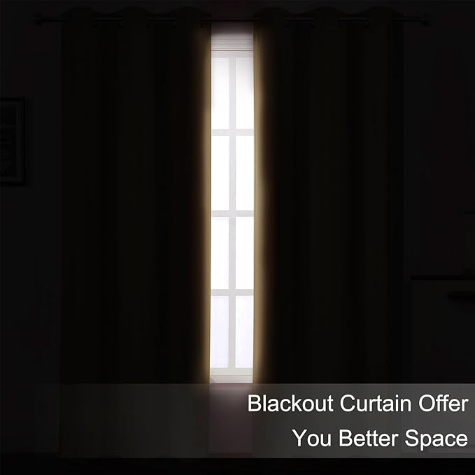 Blackout Curtains 52 x 84 inches Long Natural Curtains Set of 2 Panels Thermal - Image 3