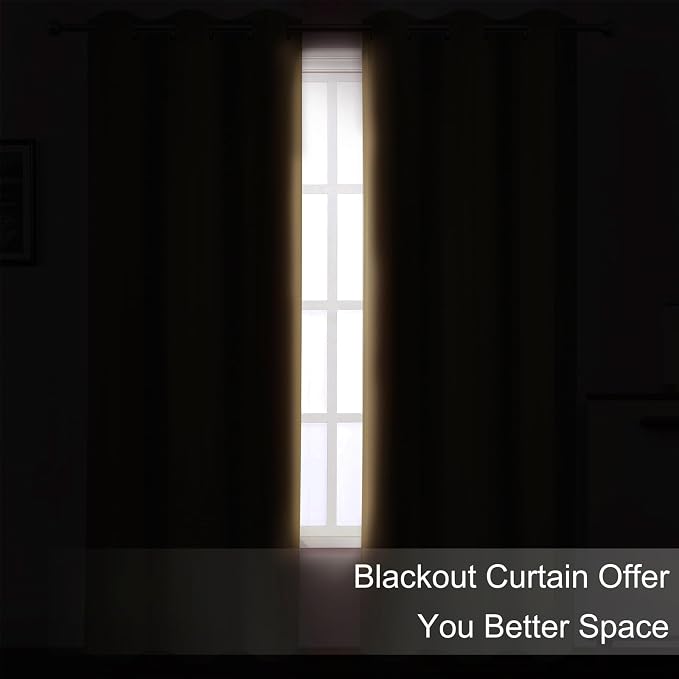 Natural Thermal Blackout Curtains/38 x 84 Inch/Set of 2 Panels Room Darkening - Image 3
