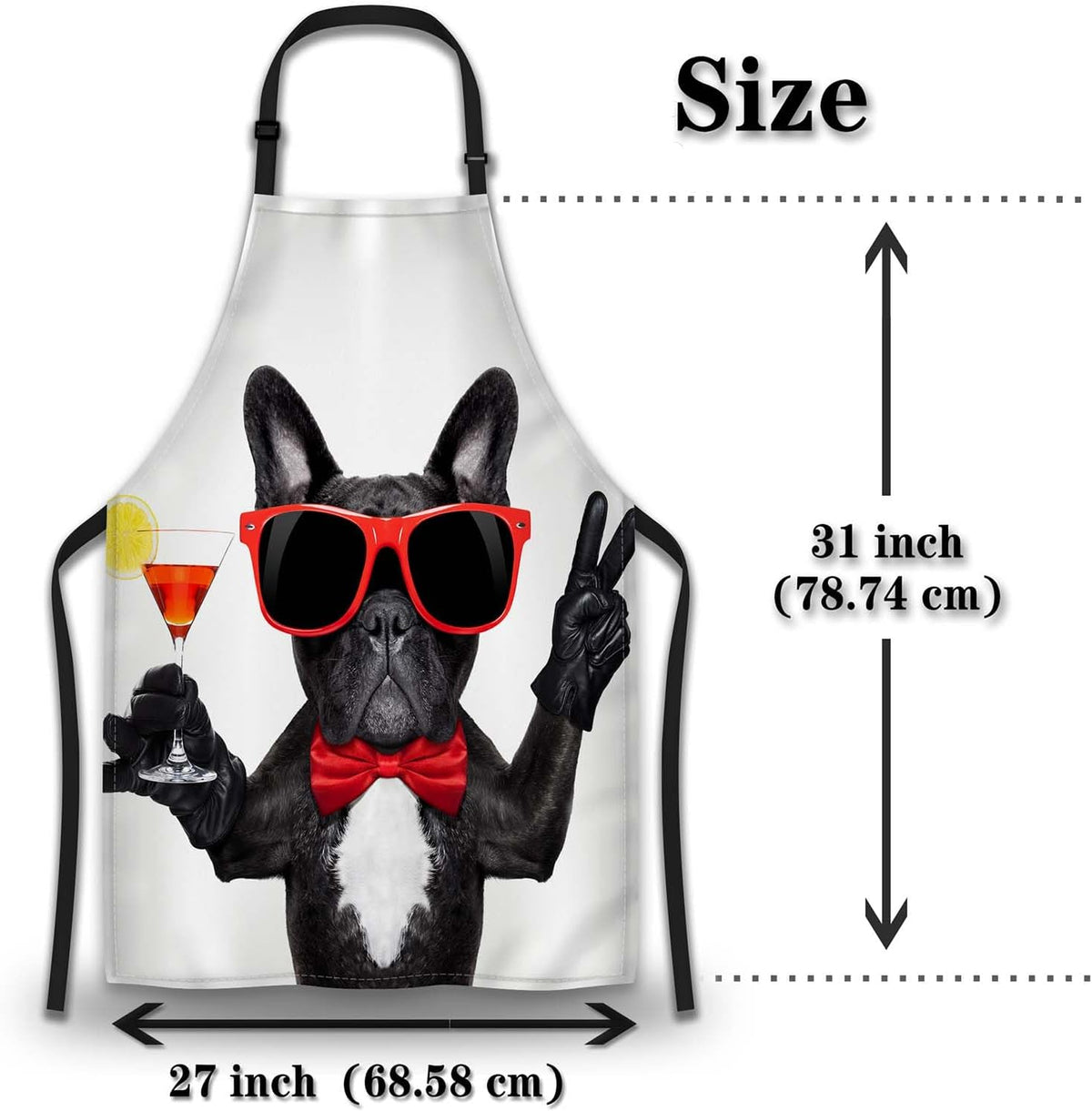 Garden Apron for Men French Bulldog Dog Funny Aprons for Women for Kitchen Cooking Restaurant BBQ Painting Crafting Gardening 27” (W) x 31” (H), Waterproof Apron