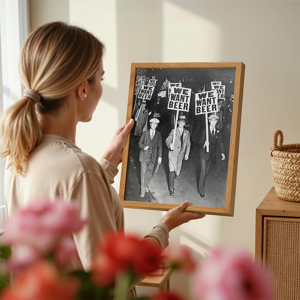 Vintage Prohibition Beer Poster LARGE 11x14 FRAMED - Unique Wall Art Decor for Home, Bar, Cafe - Funny Saying Retro Art Print - Bar Room Decor, Vintage Decorations - Bar Art, Retro Decor, Funny Saying