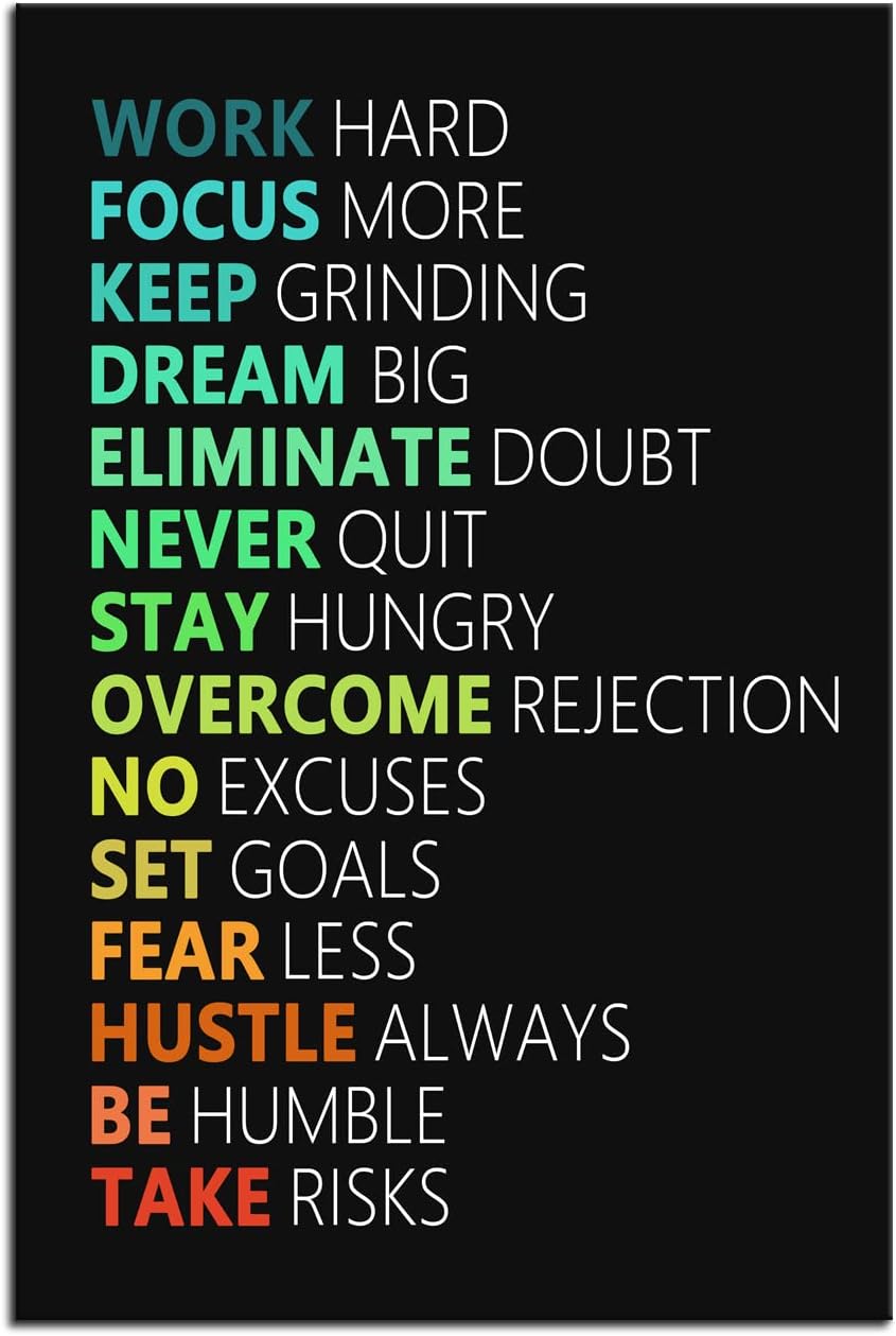 WYJZDZQ8 Inspirational Canvas Wall Art Motivational Poster Motivation Canvas Prints Artwork for Office Living Room Gym Modern Home Decor Painting Stretched and Framed Ready to Hang [24''Wx 36''H]