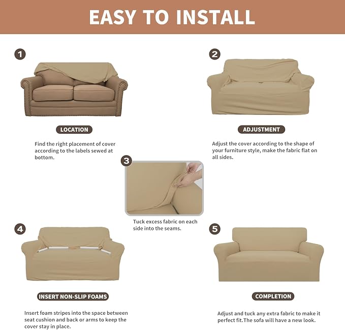 Easy-Going 100% Waterproof Couch Cover, 3 Cushion Oversized Sofa Cover | - Image 5