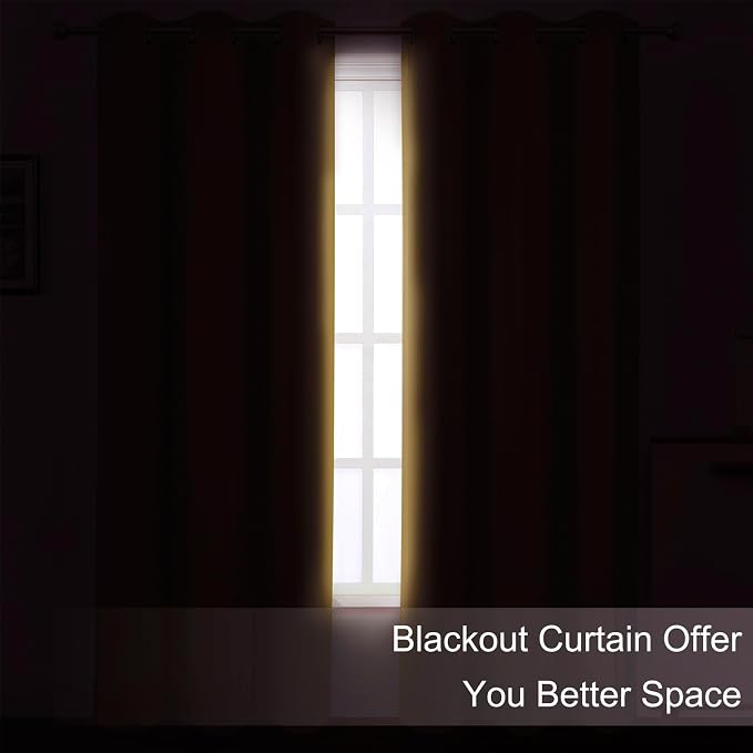 Mustard Yellow Thermal Blackout Curtains/52 x 72 Inch/Set of 2 Panels Room - Image 3