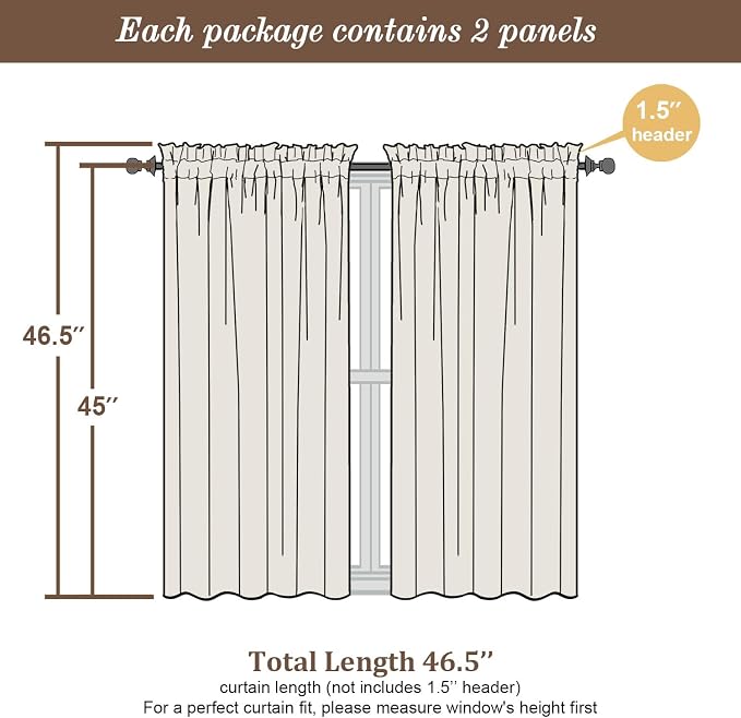 Chyhomenyc Lemon Sheer Curtains 45 Inch Long 2 Panels, Light Filtering Short - Image 6