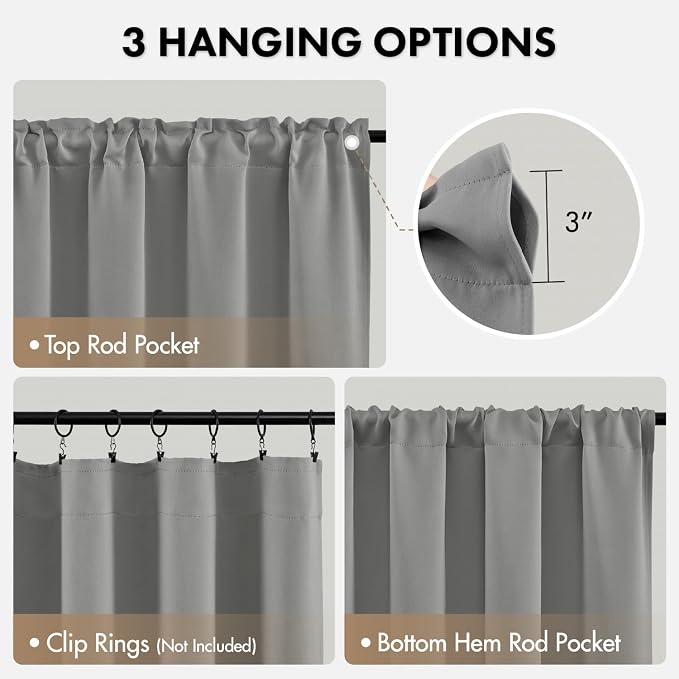 MIULEE Light Grey Blackout Curtains 4 Panels Set 72 Inch Length Bedroom | - Image 6