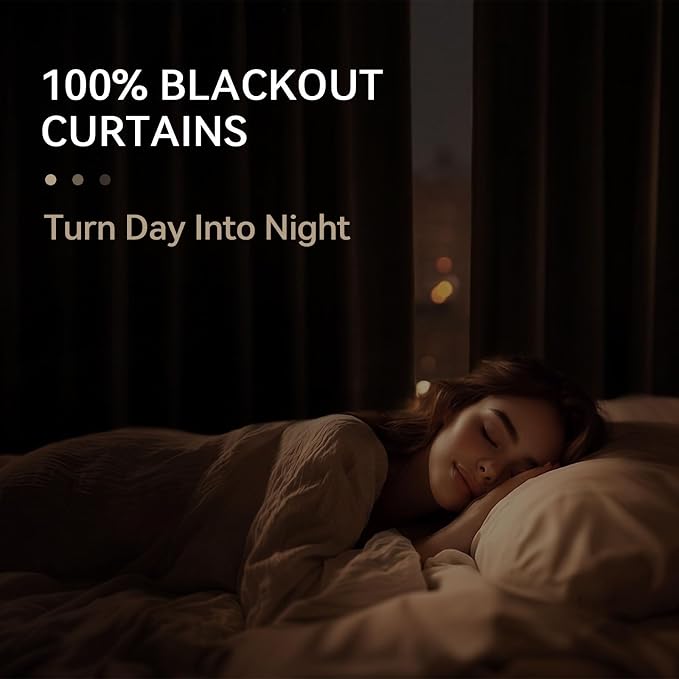 Faux Linen Total Blackout Sliding Door Curtains 84 Inches Long, Plaza Taupe | - Image 2