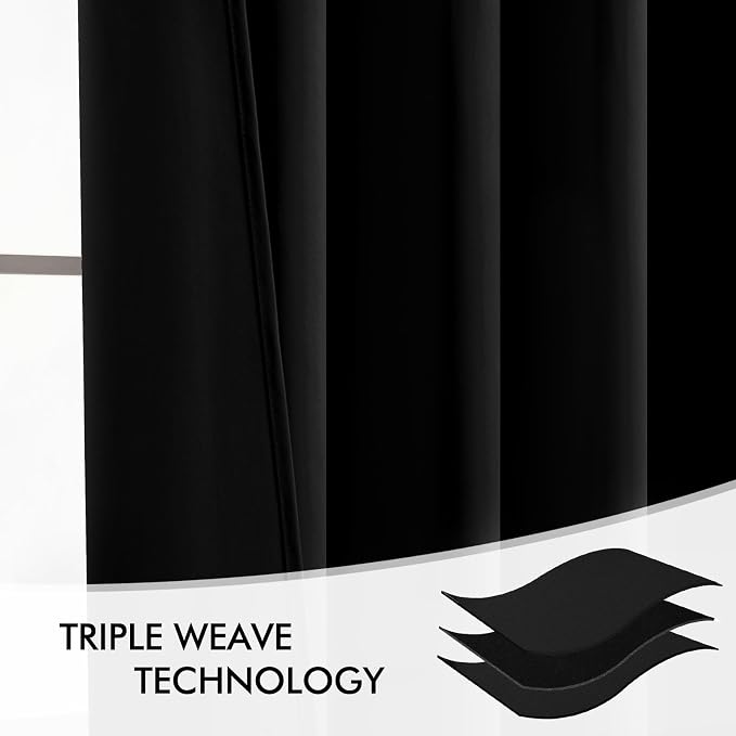 MIULEE Black Back Tab Blackout Curtains 52x104 Inch Length 2 Panels Set | Rod - Image 7