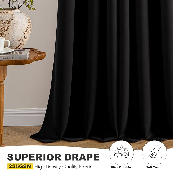 MIULEE Blackout Curtains for Bedroom 2 Panels 40 x 40 Inch Long Black | Thermal - Image 5