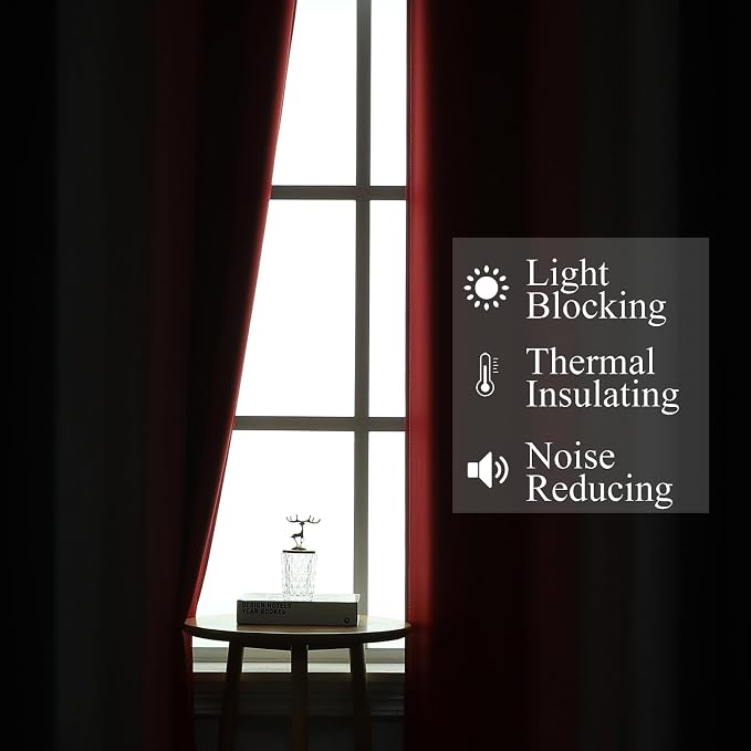 Red and Black Ombre Blackout Bedroom Curtains 102 Inches | Room Darkening - Image 3