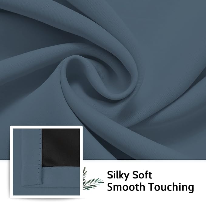 SimpleHome Stone Blue 100% Blackout Curtains Room Darkening Living Room 90L | - Image 7