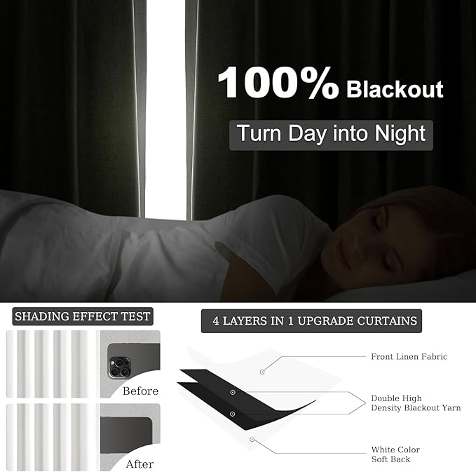 Topfinel White Black Out Curtains 63 Inch Long - Image 3