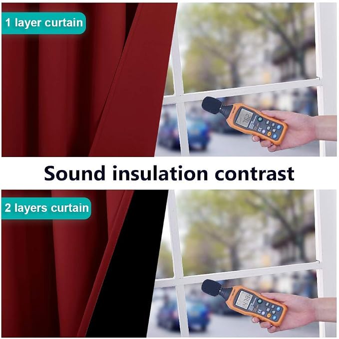 NICETOWN 100% Blackout Curtains 54 inches Long, Burgundy Red, 1 Pair, 42 inches - Image 4