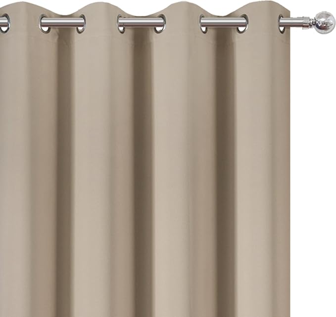 Blackout Curtains 66 x 72 Inch Long Khaki Curtains Set of 2 Panels Room - Image 6